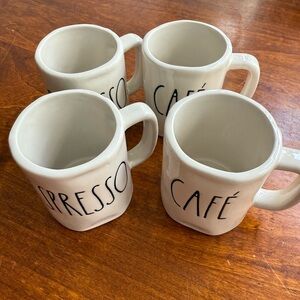 4x Rae Dunn “CAFE” and “ESPRESSO” white mini mug
